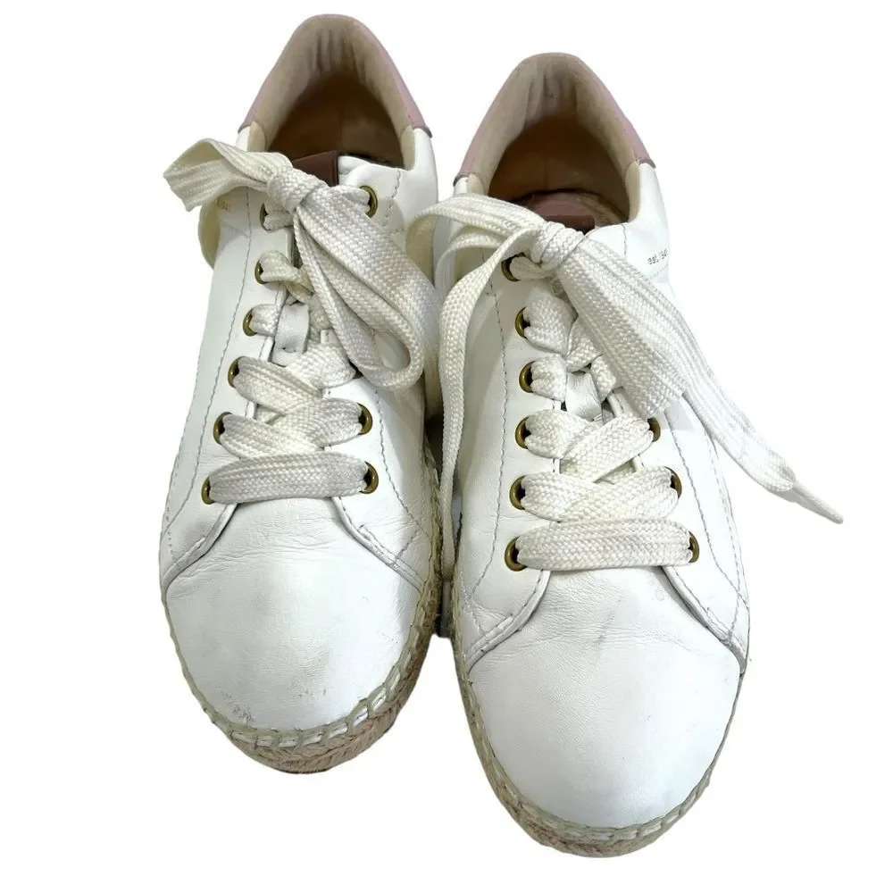 Coach C101 Low Top Espadrille Sneakers in White & Petal